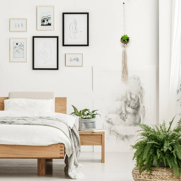 STRANDCHIC Unique White Net Bag Flower Basket Hanging Pot Holder for Decorative Home Use