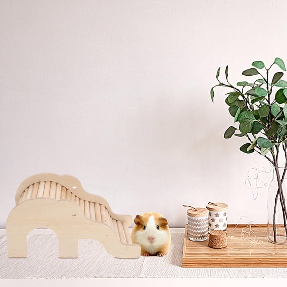 STRANDCHIC Wooden Hamster Hideout House Pet Cage Ladder Toy for Small Pets Safe Comfortable Beige 14.5x10.2x9.8 cm