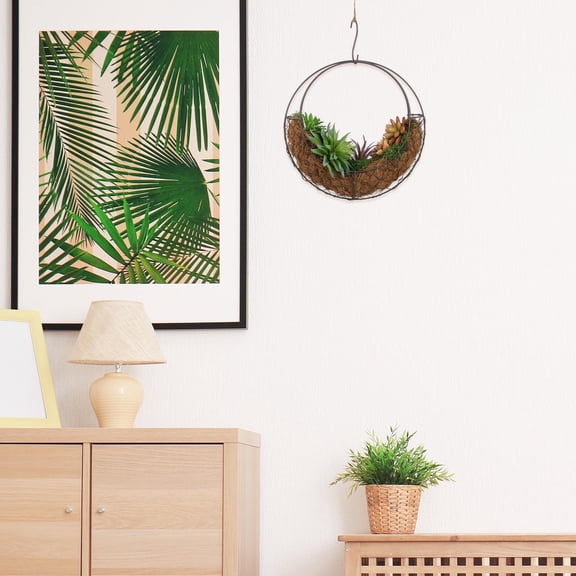 STRANDCHIC Black Metal Moon-Shaped Hanging Basket Planter for Indoor and Outdoor Decor