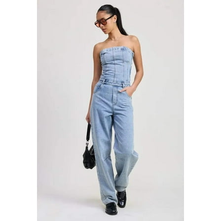 STRAPLESS DENIM JUMPSUIT