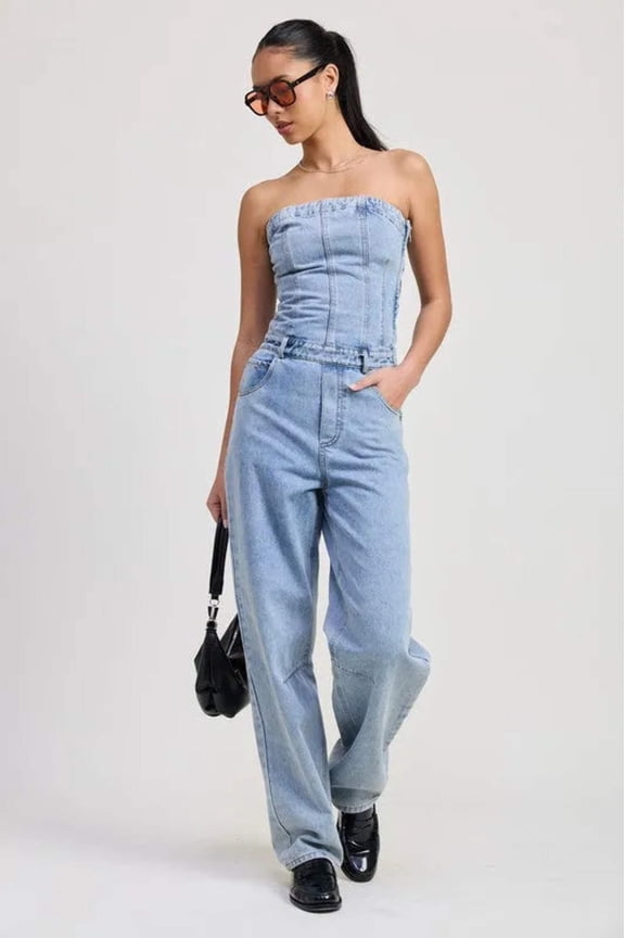 STRAPLESS DENIM JUMPSUIT