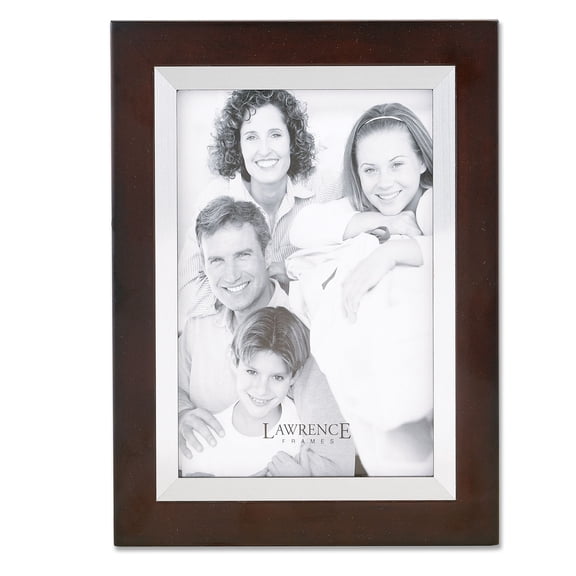 Walnut Wood 4x6 with Silver Metal Inner Bezel Picture Frame