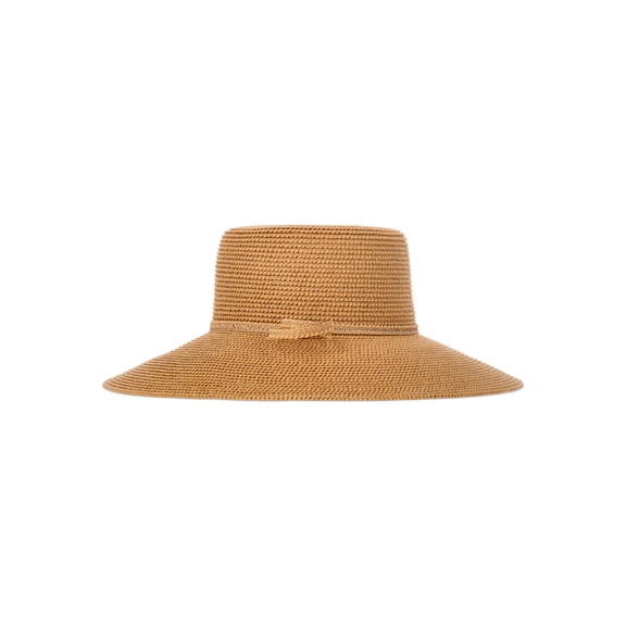 Time and Tru Women's Wide Brim Panama Hat, Brown