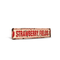 STRAWBERRY FIELDS Vintage Style Rustic Street Sign – New Sign Music UK Song Retro Decorative Wall Sign for Home, Bar, Garage, or Outdoor Use | 6" X 24" Plastic Road Sign