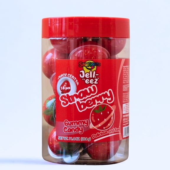 STRAWBERRY GUMMY CANDY, JUICY CENTER- 18 PIECES