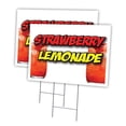 thumbnail image 1 of STRAWBERRY LEMONADE 2 Pack Of 18" x 24" Yard Sign & Stake | Advertise Your Business | Stake Included Image On Front Only | Made in The USA, 1 of 3