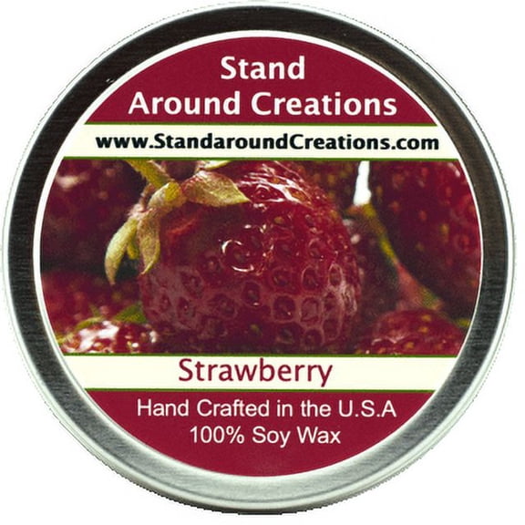 STRAWBERRY TIN 8-OZ. ALL NATURAL SOY CANDLE