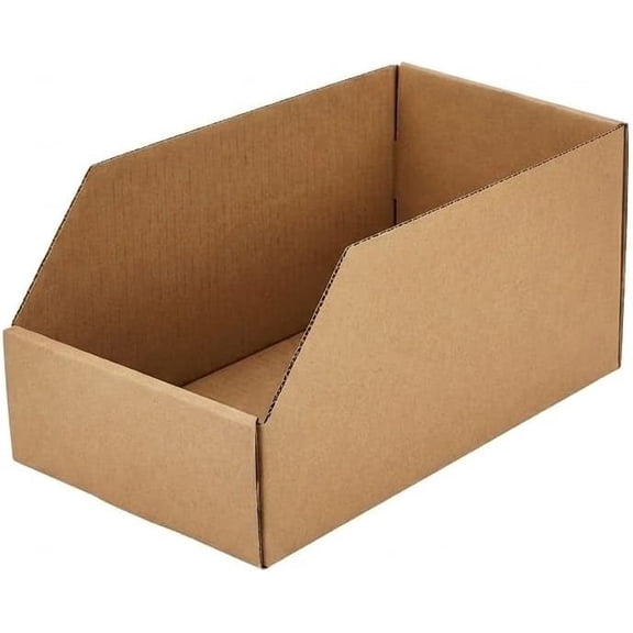 STRBOXONG 15 Pack Cardboard Storage Bins 11.8 x4.3x5.9", Open Front Picking Bins for Warehouse Shelving, Garage Workshop Tool Storage & Parts Organiser, Heavy Duty Corrugated Kraft Boxes for Screws