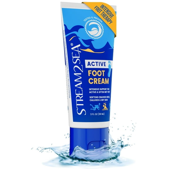 STREAM2SEA Active Foot Cream, Softens Cracked Heels, Calluses and Dry Skin - 3 fl oz