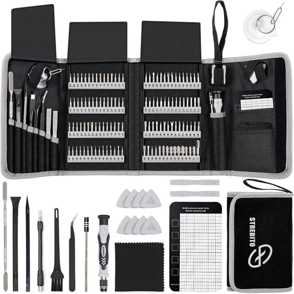STREBITO Electronics Precision Screwdriver Sets 142-Piece with 120 Bits Magnetic Repair Tool Kit for iPhone, MacBook, Computer, Laptop, PC, Tablet, PS4, Xbox, Nintendo, Game Console