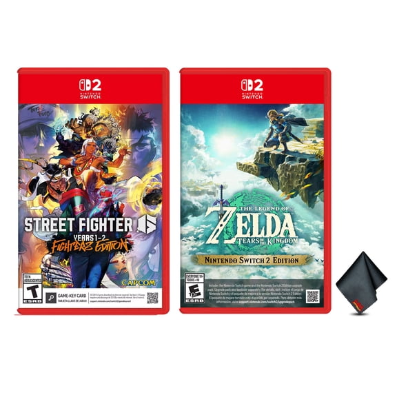 STREET FIGHTER 6 Year 1-2 Fighters Edition + The Legend of Zelda Tears of the Kingdom Nintendo Switch 2 Edition + Microfiber Cleaning Cloth