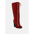 thumbnail image 1 of STREET-SLAY Antique Eyelets lace up Knee Boots In Red, 1 of 6