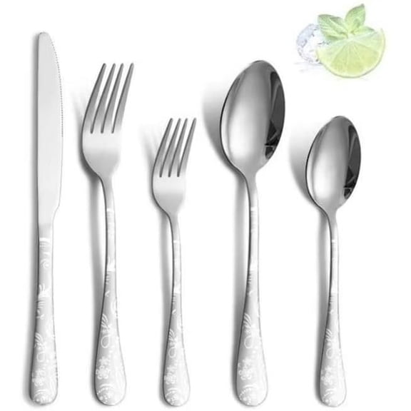 STRELECT 20pcs Silverware Set for 4, Stainless Steel Flatware Cutlery Set Include Fork/Knife/Spoon, Mirror Polished, Dishwasher Safe, Silver