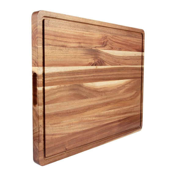 STRELECT Extra Large Wood Cutting Board for Kitchen 24 x 18 Inch Reversible Wooden Chopping Board With Juice Grooves and Handles for Meat, Vegetables