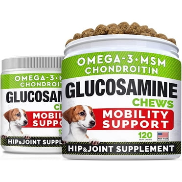 STRELLALAB Glucosamine Chews for Dogs - Hip and Joint Chews for Dogs with Chondroitin, MSM & Omega-3 Fish Oil - Dog Supplement for Joint Pain Relief - Advanced Mobility Chews - 240Ct - made in USA