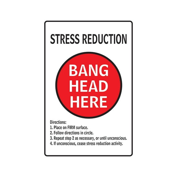 STRESS REDUCTION BANG HEAD HERE Decal therapy anxiety | Indoor/Outdoor | 9" Tall