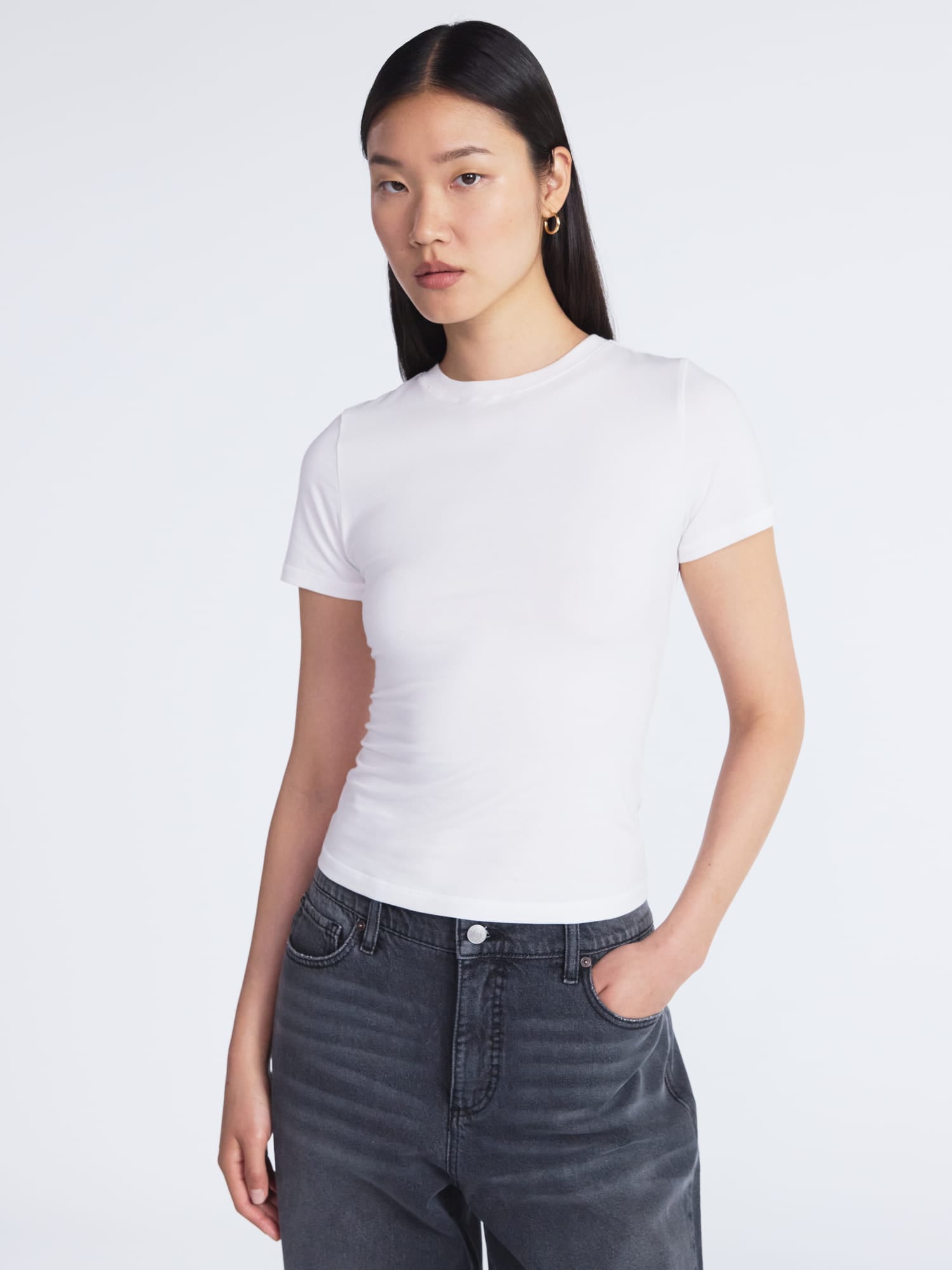 Scoop Women’s Stretch Cotton Blend Baby Tee with Short Sleeves, Sizes XS-XXL