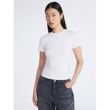 Scoop Women’s and Women’s Plus Stretch Cotton Baby Tee with Short Sleeves, XS-4X
