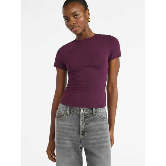 Scoop Women’s Stretch Cotton Blend Baby Tee with Short Sleeves, XS-XXL