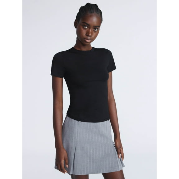 Scoop Women’s and Women’s Plus Stretch Cotton Baby Tee with Short Sleeves, XS-4X