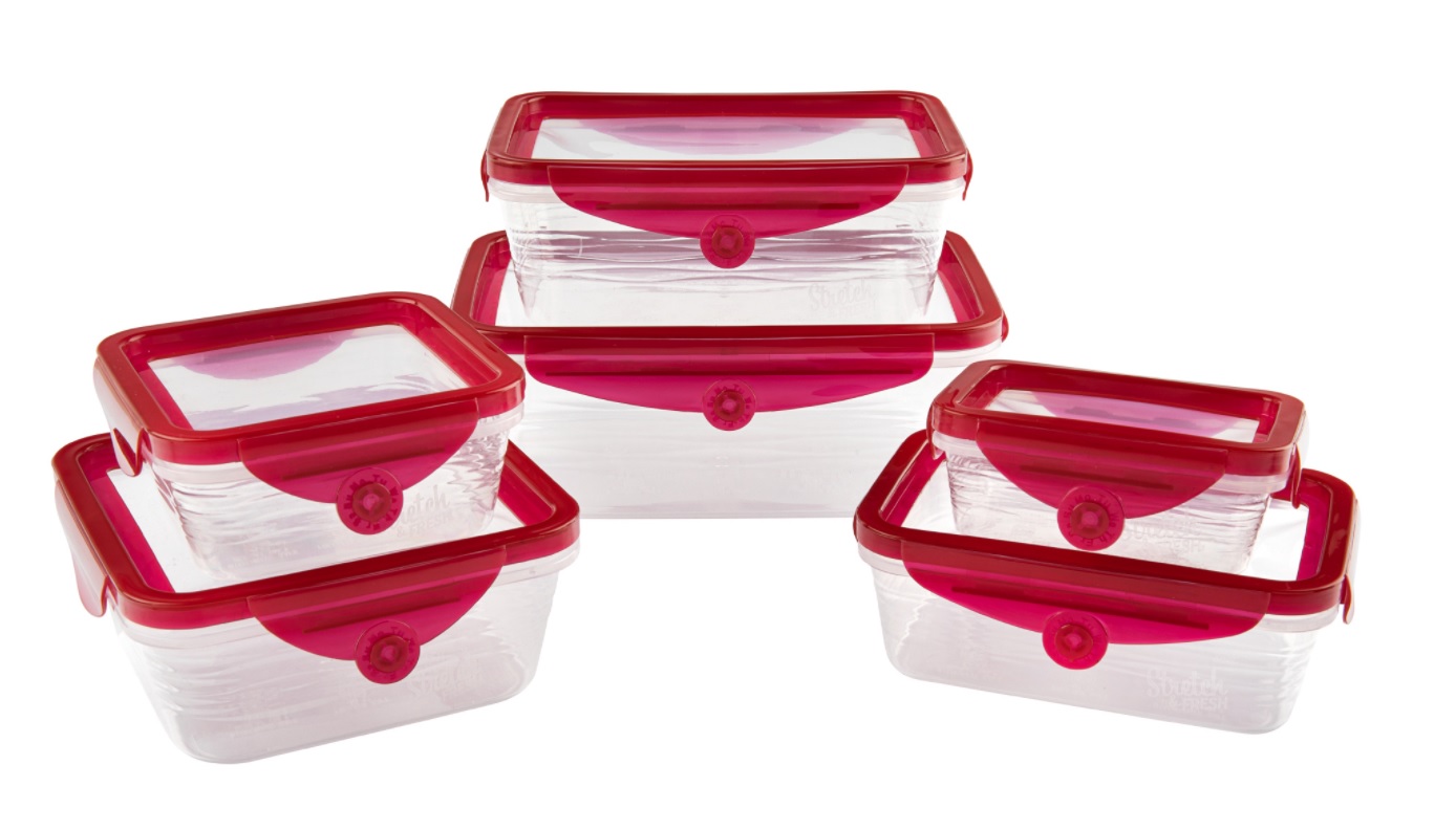 STRETCH and FRESH Silicone Food Storage Containers Airtight Lids for Solid Food and Leak-Proof for Soups and Sauces