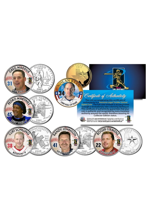 STRIKEOUT KINGS Quarter 6-Coin Ryan Johnson Clemens Maddux Martinez Schilling