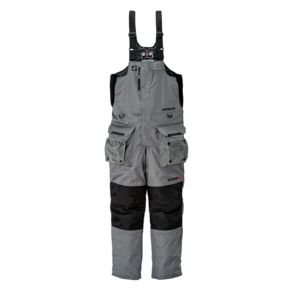 STRIKER ICE Adult Male Hardwater Bibs, Color: Gray/Black, Size: XL