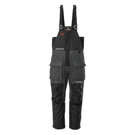 STRIKER ICE Adult Male Predator Bibs, Color: Black/Charcoal, Size: L (6211404)