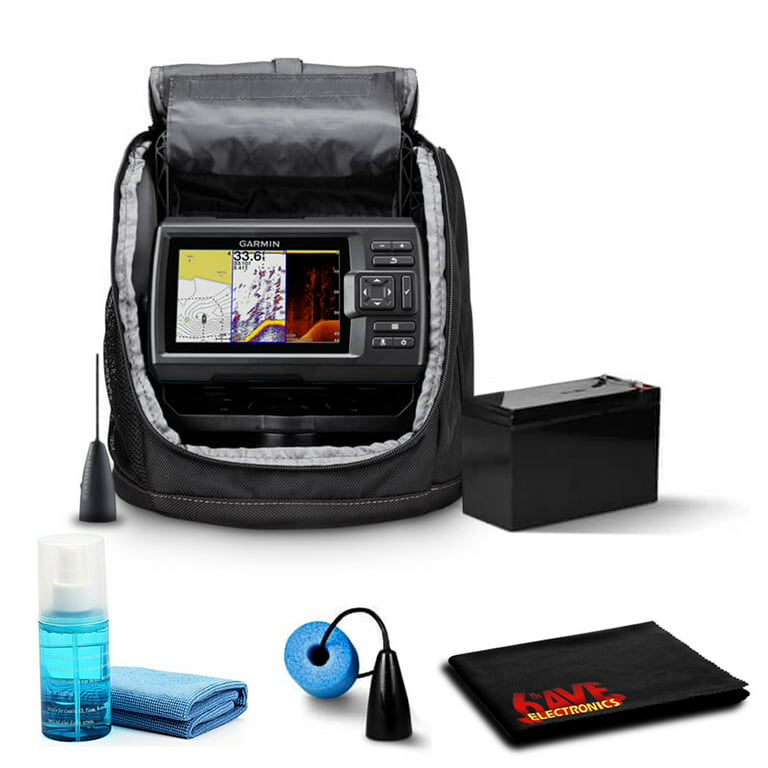 STRIKER Vivid 5cv Ice Fishing Bundle With GT8HW-IF Transducer, Lead Acid  Battery, and 6Ave Cleaning Kit