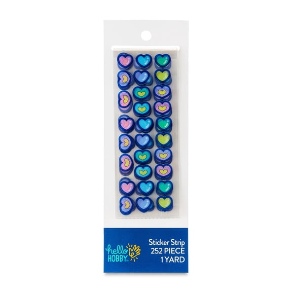 Hello Hobby Multicolor Hearts Sticker Strip, 1 Yard, 252 Count