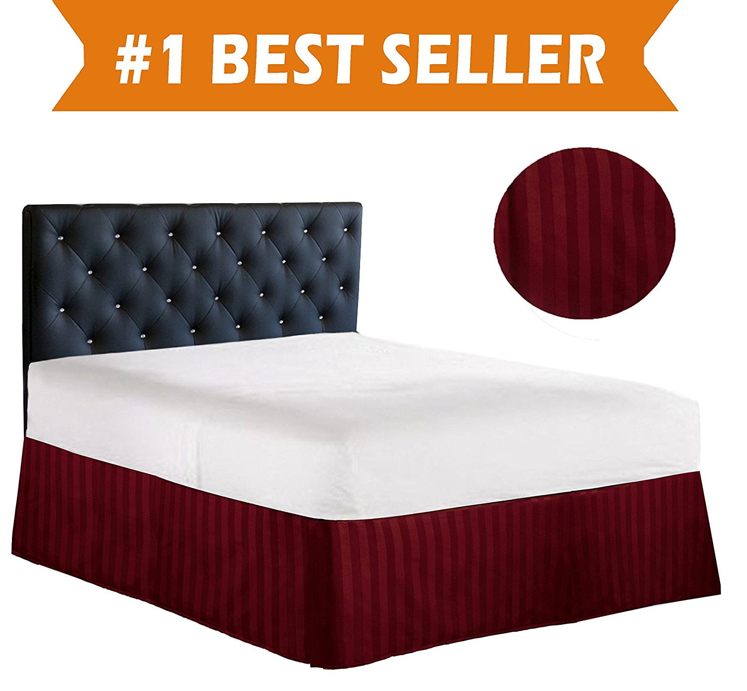 STRIPE Bed Skirt Dust Ruffle Full Burgundy