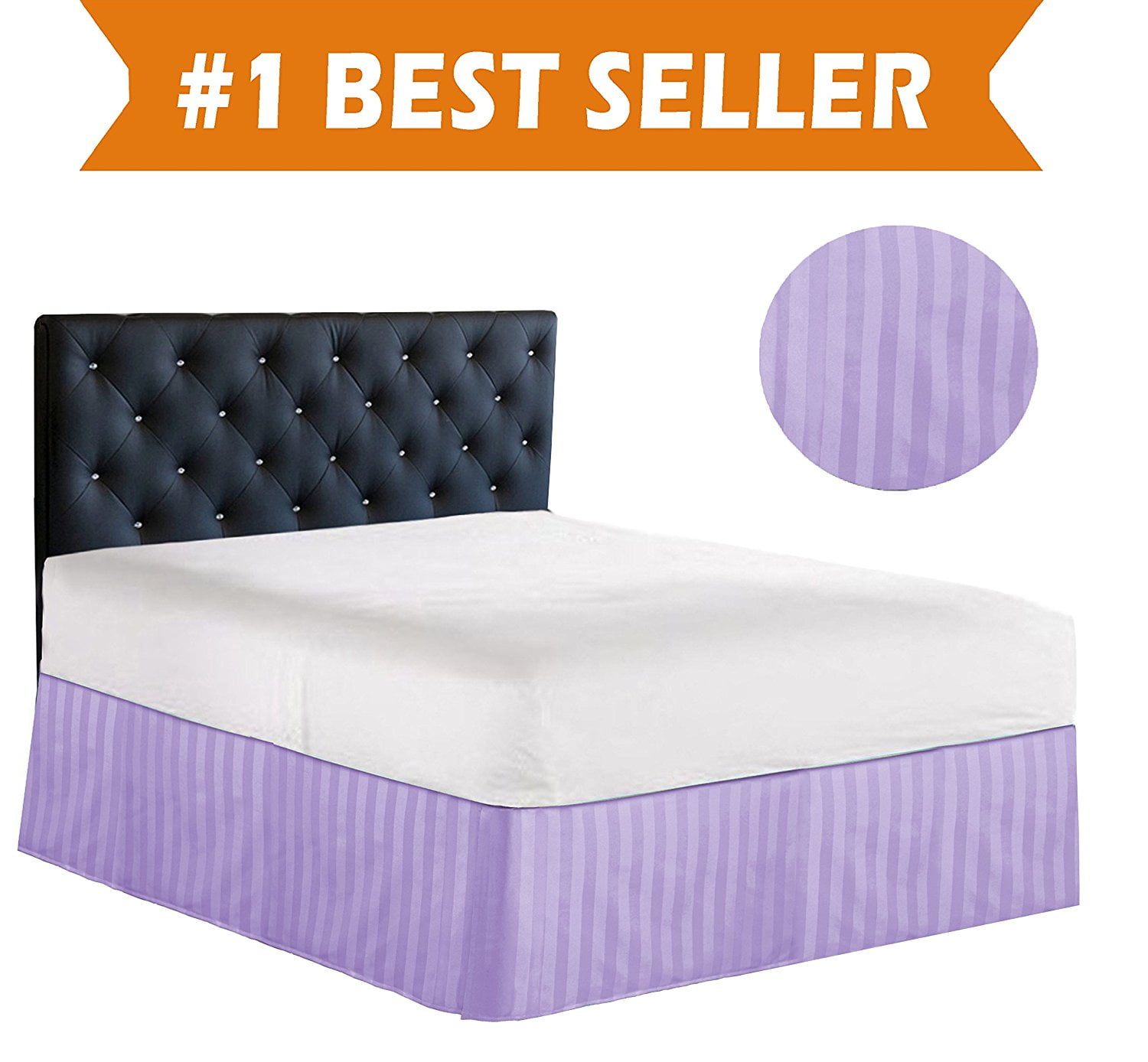 STRIPE Bed Skirt Dust Ruffle King Lilac