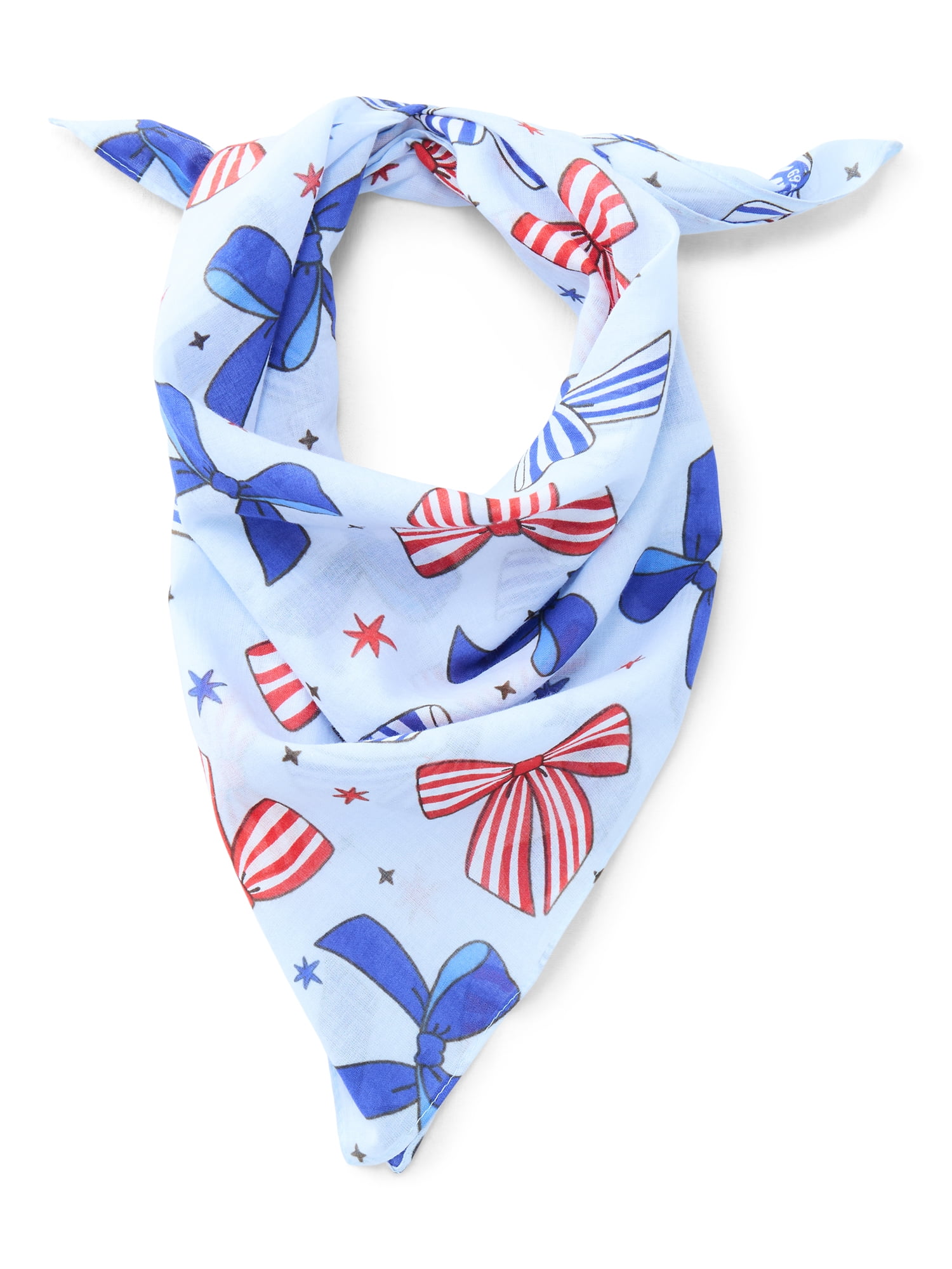 Fourth of July Women’s Striped Bows Bandana from Way to Celebrate, One Size, Blue/Multi