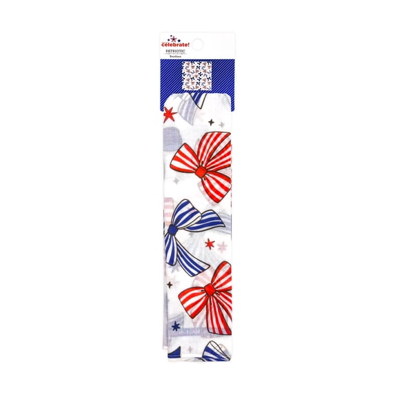 Fourth of July Women’s Striped Bows Bandana from Way to Celebrate, One Size, White/Multi