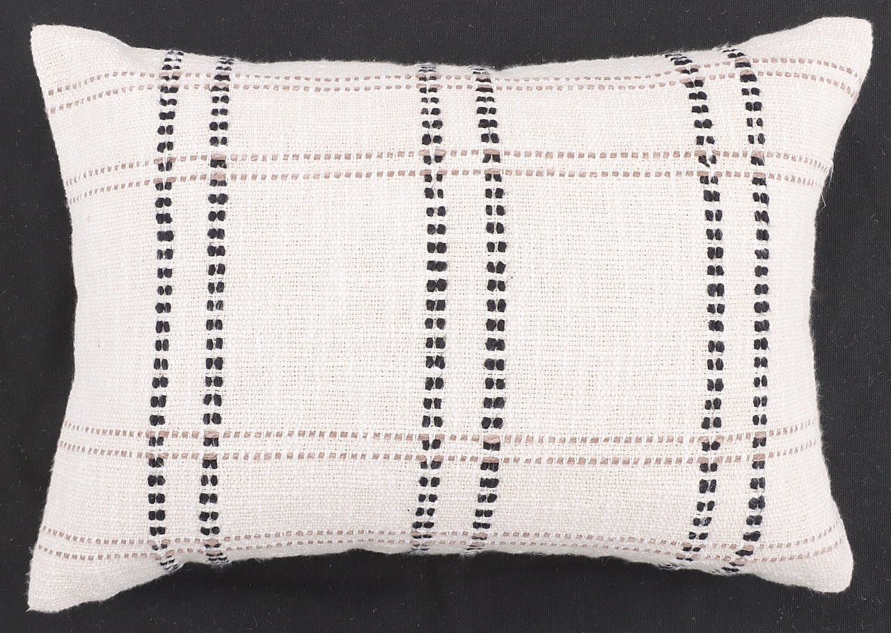 MS DEC PLW 14X20 WOVEN PLAD BEIGE