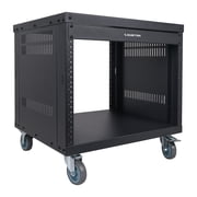 STRK-M8U Sound Town 8U Universal Steel Rack, w/ 3 Locking Casters, Vented Side Panels for Audio Video, Server and Network Equipment (STRK-M8U)