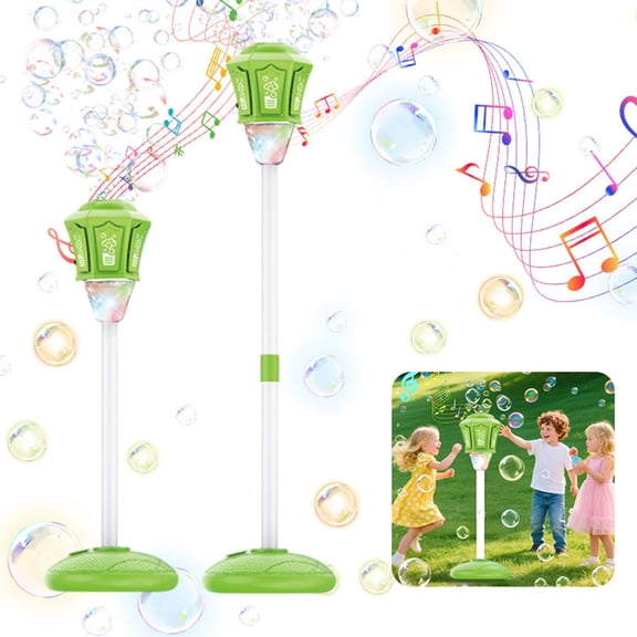 STROLA 46 Inch Automatic Bubble Machine for Ki-ds Outdoor, Rechargeable Bubble Blower Tower with LED Lights for Backyard Toys & Birthday Party Supplies, Green