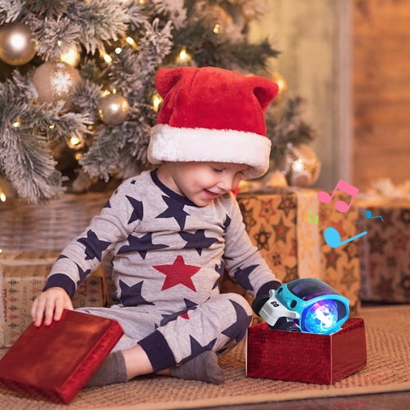 STROLA Chi-ldrens Light Up Musical Pull Back Toy Car for Tod-dlers 1-3, Battery Operated Ba-by Sensory Toys with Flashing Lights and Melodies, Blue