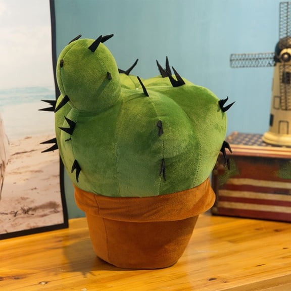 STROLA Cactus Plush Toy 9.8", Soft Stuffed Cactus Pillow, Cute Desk Decor for Home Office, Funny Gift for Ki-ds Plant Lovers