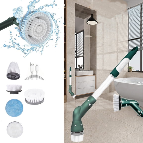 STROLA Electric Spin Scrubber, Cordless Power Scrubber with 5 Heads, IPX7 Waterproof for Tile, Grout, Tub & Floor