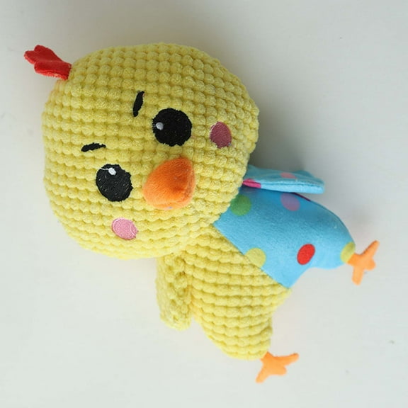 STROLA Flower Pattern Chicken Shape Squeaky Plush Dog Toy with Crinkle Paper for Small Breed Puppies Teething Relief and Anxiety Calming