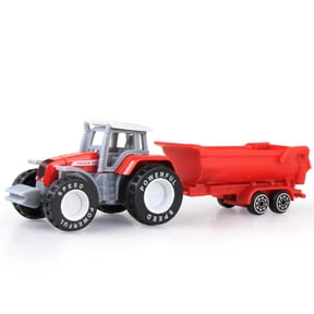 STROLA Friction Powered Farm Tractor Toy Push and Go Red Vehicle No Battery Required Small Construction Gift for Tod-dlers 3-5