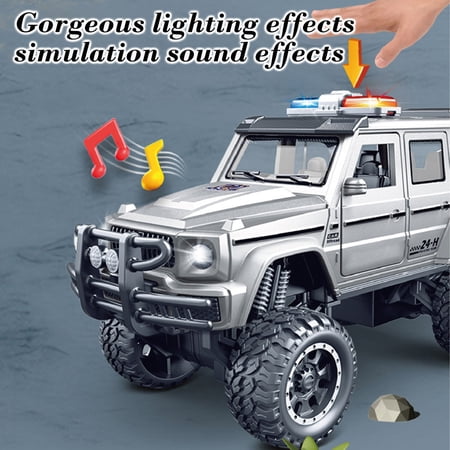 STROLA Friction Powered Police Car Toy with Lights Sound, Open Doors & Suspension, Ki-ds SUV Vehicle Ages 3-5