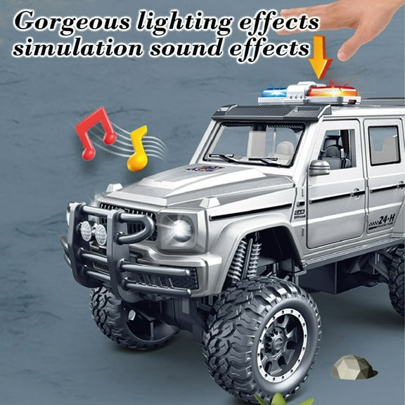 STROLA Friction Powered Police Car Toy with Lights Sound, Open Doors & Suspension, Ki-ds SUV Vehicle Ages 3-5