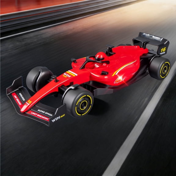 STROLA Friction Powered Race Car Toy for Bo-ys, 1:14 Scale Inertia Vehicle with Lights & Sound, No Batteries Needed, Red Gift Box