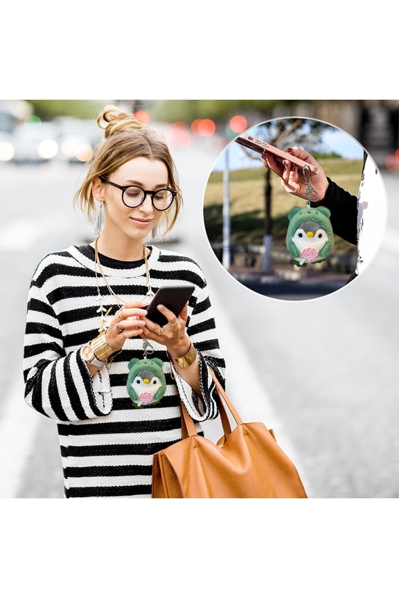 Green Penguin Plush Keychain Cute Fruit Lollipop Stuffed Animal Toy Small Plush Charm Bag Purse Dangler for Backpack Key Ring, 10cm