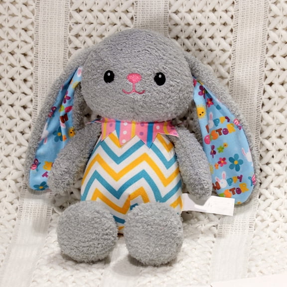 STROLA Grey Easter Bunny Plush Toy, Soft Stuffed Rabbit Sleeping Pillow for Ki-ds, Cute Holiday Gift