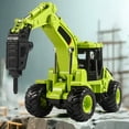 thumbnail image 1 of STROLA Inertial Engineering Toy Truck, Green Construction Vehicle with Excavator & Drill, Push and Go Friction Toy, 1 of 7