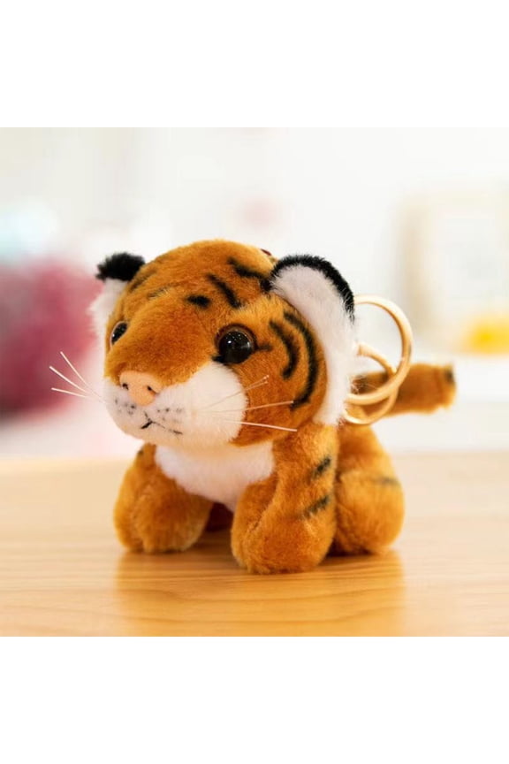 Mini Realistic Tiger Plush Keychain Soft Stuffed Animal Pendant Cute Backpack Accessory for Purse Keyring