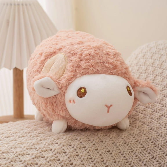 STROLA Pink Plush Sheep Stuffed Animal, 9 Inch Soft Lamb Plush Toy for Ki-ds, Cuddly Polyester Sleeping Pillow Doll for Soothing Play and Birthday Gift